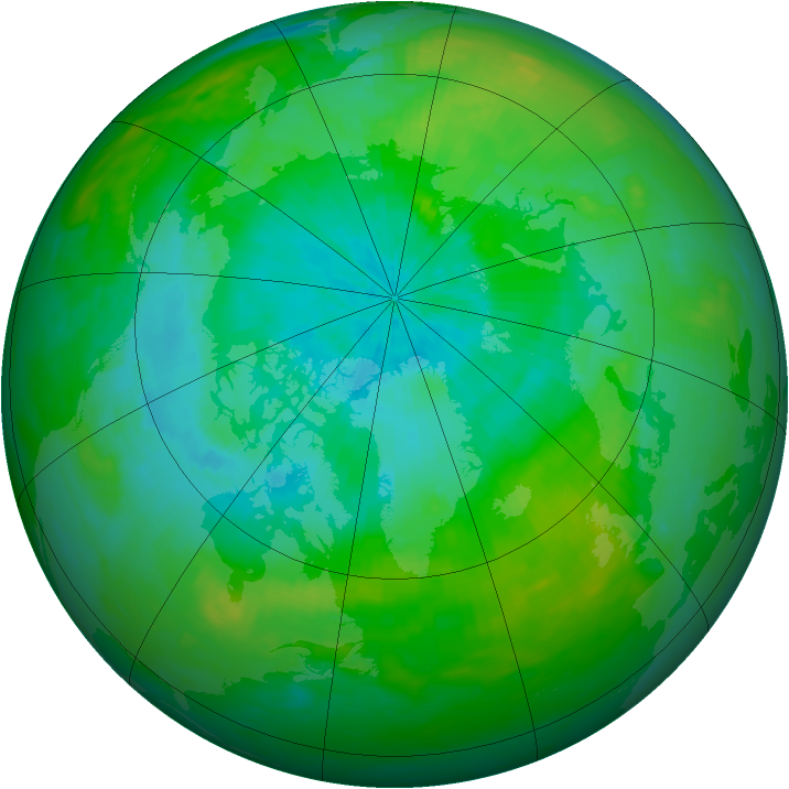 Arctic ozone map for 16 August 1989